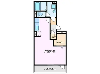 エレガンシア(ワンルーム/1階)の間取り写真