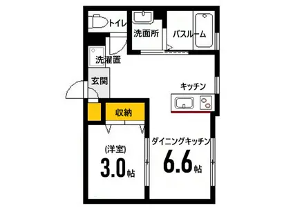 楠木町1丁目(1DK/1階)の間取り写真