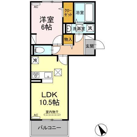 コンフィデンスS.S(1LDK/1階)の間取り写真