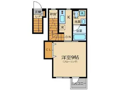 ウエストY葵(1K/2階)の間取り写真