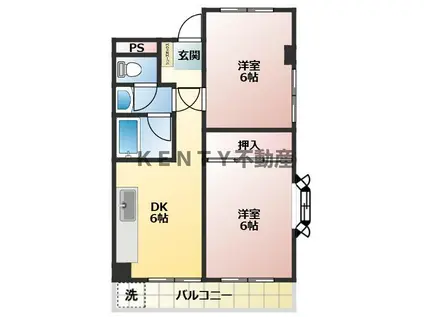 コーポ和泉(2DK/2階)の間取り写真