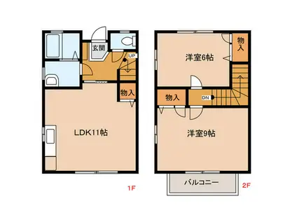 グランシャリオ古賀B棟(2LDK/1階)の間取り写真