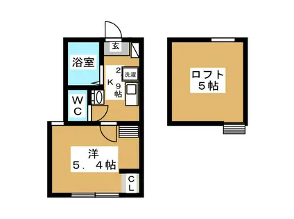 カーサ・デルーチェ(1K/1階)の間取り写真