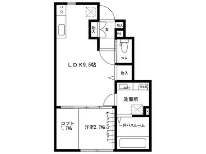セレンディピティ大島(1LDK/1階)の間取り写真