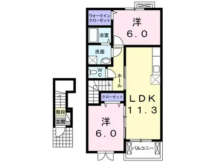 アルモニーB(2LDK/2階)の間取り写真