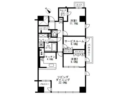 アーバンパーク代官山II(2SLDK/5階)の間取り写真