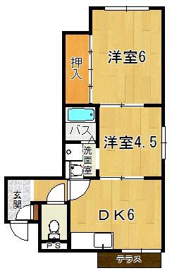 インパレス(2DK/1階)の間取り写真