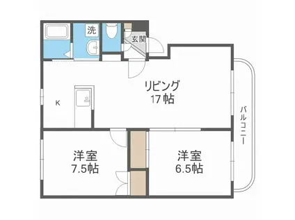 カサグランデ西野(2LDK/1階)の間取り写真