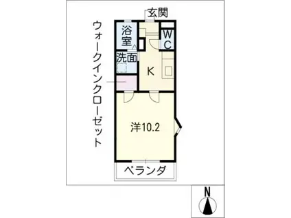 アムール青陵(1K/1階)の間取り写真