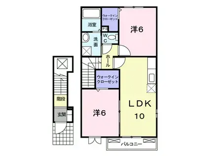 ＪＲ山陽本線 大門駅(広島) 徒歩56分 2階建 築18年(2LDK/2階)の間取り写真