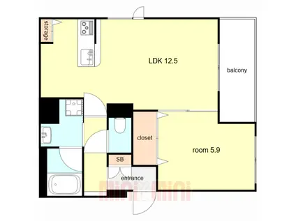 フォレナ神戸住吉(1LDK/3階)の間取り写真