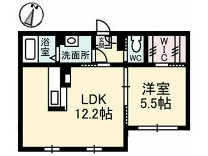 ラトレイア(1LDK/1階)の間取り写真