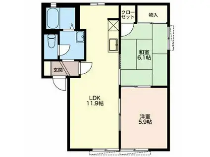 フォーレスオカベ(2LDK/1階)の間取り写真