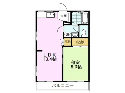 ハイツ日吉(1LDK/2階)の間取り写真