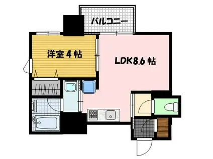 プラムユウ(1LDK/2階)の間取り写真