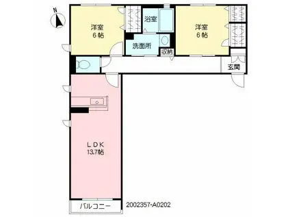 アトリエールIII(2LDK/2階)の間取り写真