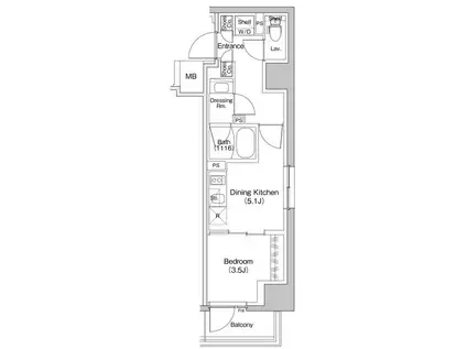 ザ・パークハビオ川口(1DK/6階)の間取り写真