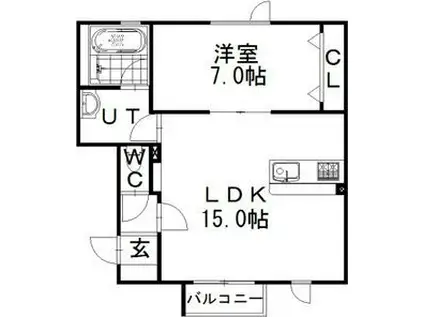 ブラン ノーブル(1LDK/2階)の間取り写真