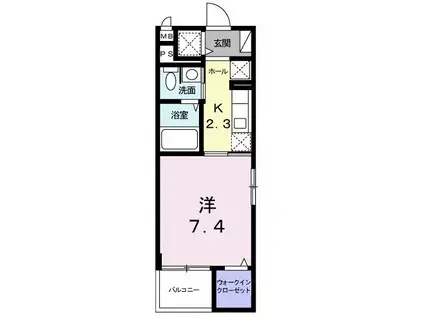 ハミングコートおおたかの森(1K/4階)の間取り写真