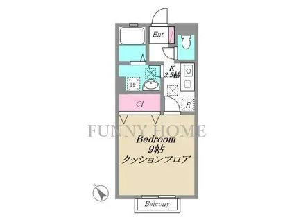 メテオールモモセ(1K/1階)の間取り写真