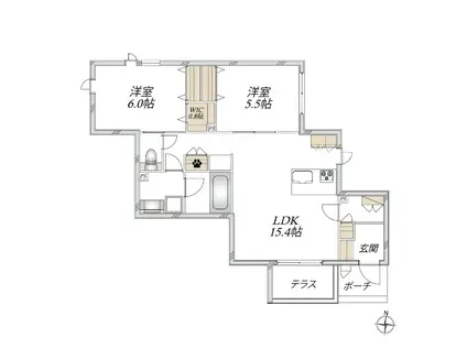 ARYA RESIDENCE 御厨 I(2LDK/1階)の間取り写真
