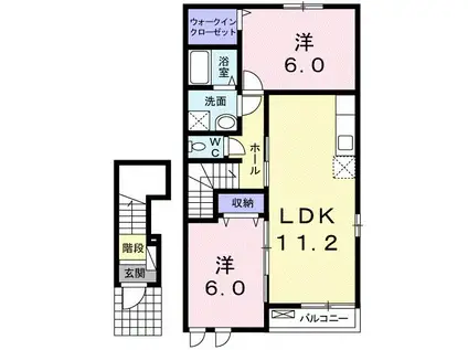 ヴィラージュA(2LDK/2階)の間取り写真