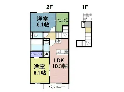 熊本電気鉄道 黒石駅(熊本) 徒歩7分 2階建 築6年(2LDK/2階)の間取り写真