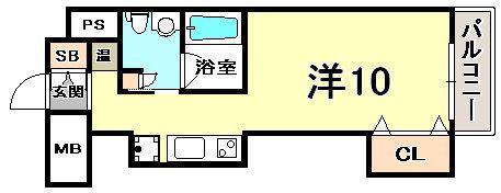 レジディア神戸磯上(ワンルーム/10階)の間取り写真