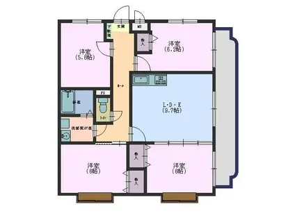 コスモスB(4LDK/2階)の間取り写真