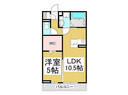 コンフォーティア中洲 A棟(1LDK/2階)の間取り写真