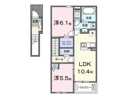 ロジュマン・ボヌール(2LDK/2階)の間取り写真