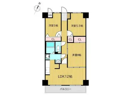 ガーデングラス桑野 103(3LDK/1階)の間取り写真