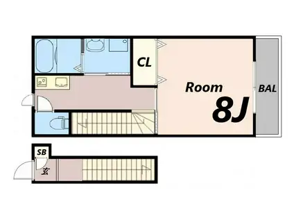 GRACIAS(1K/2階)の間取り写真