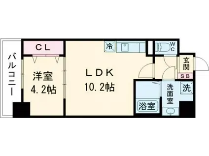 ルーカス長崎諫早II(1LDK/9階)の間取り写真