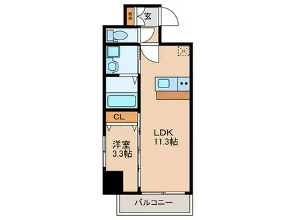 COCOR SHINSAKAE(1LDK/7階)の間取り写真