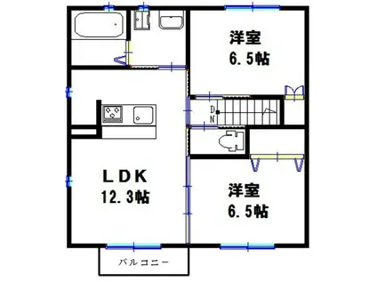 カームアンシャンテ(2LDK/2階)の間取り写真