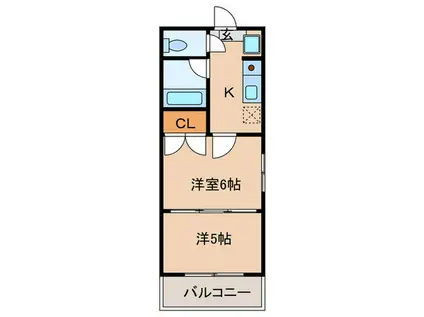 アルファ台原(2K/3階)の間取り写真