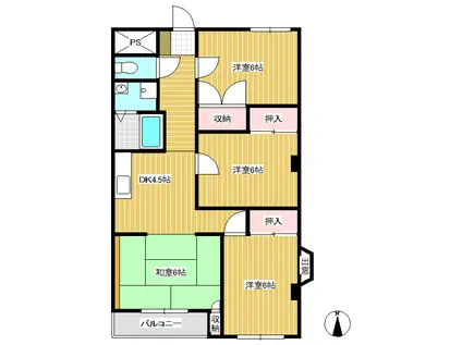 アーバンステート(4DK/1階)の間取り写真