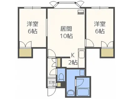 ステージ篠路(2LDK/2階)の間取り写真