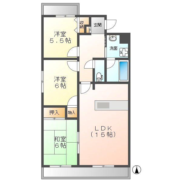 シャトーレ滝ノ水(2LDK/1階)の間取り写真