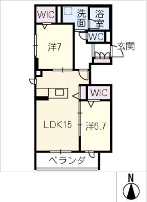 リラ グリシーヌ(2LDK/2階)の間取り写真