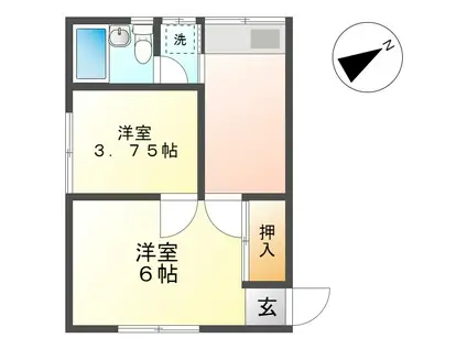 ラセーヌ中央(2K/1階)の間取り写真