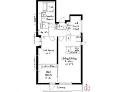 CASA PIAZZA 二子玉川(3LDK/4階)の間取り写真