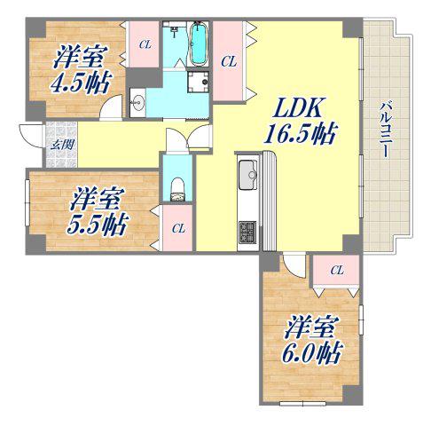 リジェール宝塚(3LDK/2階)の間取り写真
