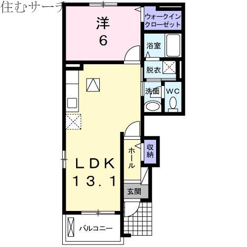 ミルキーウェイC(1LDK/1階)の間取り写真