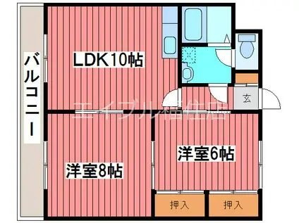西岡コーポマリ(2LDK/1階)の間取り写真