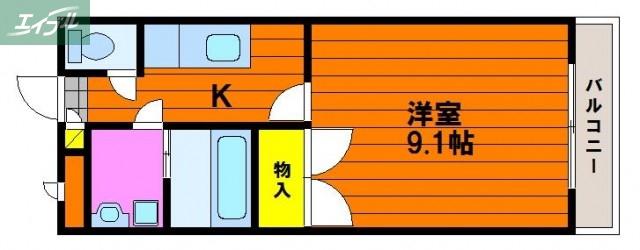 パティオ西島田(1K/2階)の間取り写真