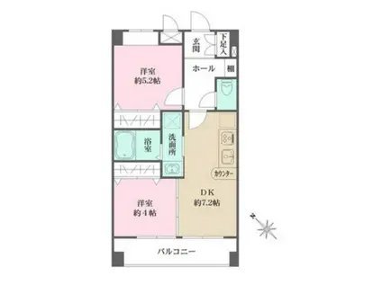 アビオン中野坂上(2DK/3階)の間取り写真