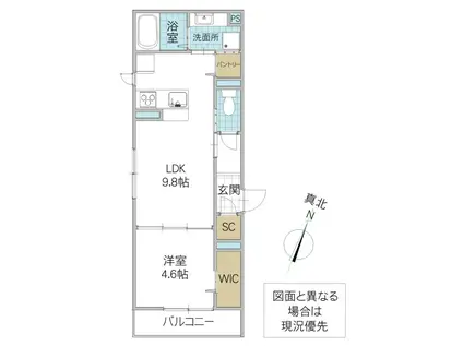 レーヴ・ウェル松代(1LDK/2階)の間取り写真