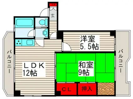 磯貝ビル(2LDK/5階)の間取り写真